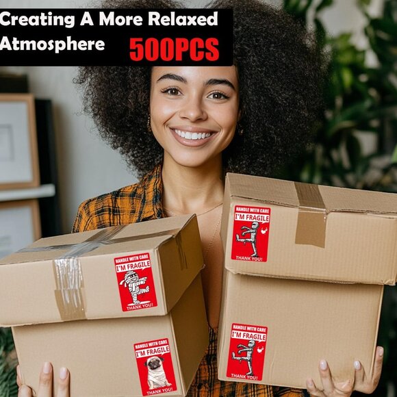 Funny Fragile Stickers 3x2inch 500 Labels - Picture 3 of 6